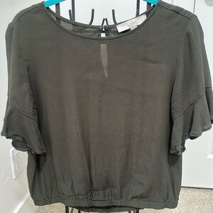 LOFT Women's Olive Short Sleeve Lightweight Blouse Small see measurements